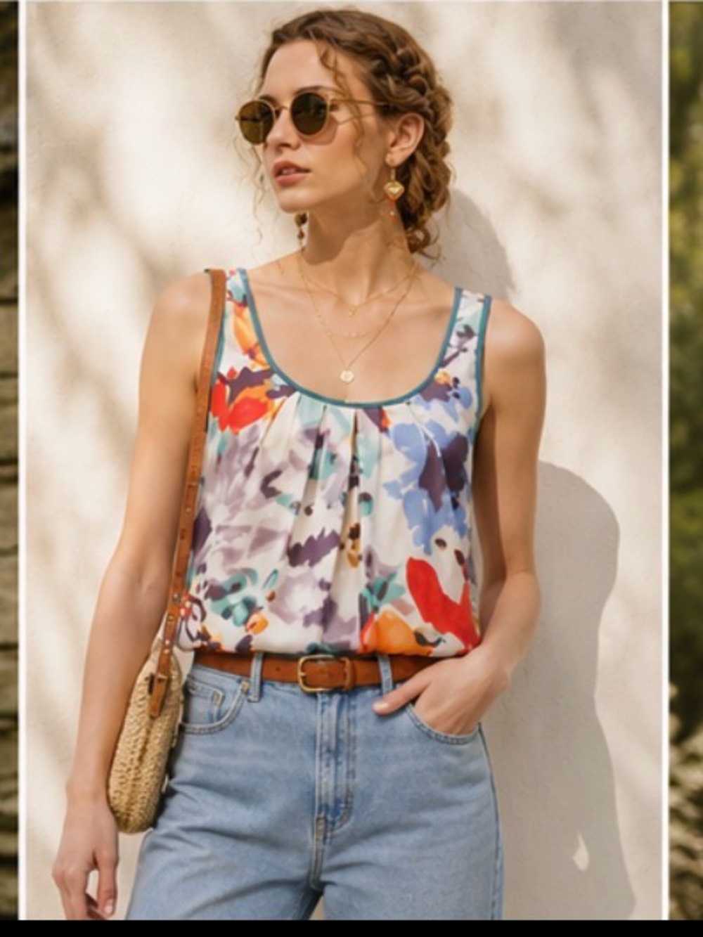 Anthropologie Fei Liquid Bouquet Tank Top Abstract